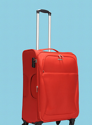 红色拉杆行李箱免抠png透明图层素材