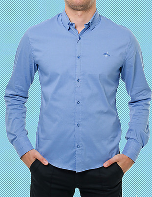 蓝色男士衬衫免抠png透明图层素材