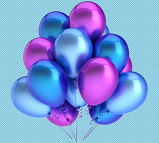紫色蓝色气球免抠png透明图层素材