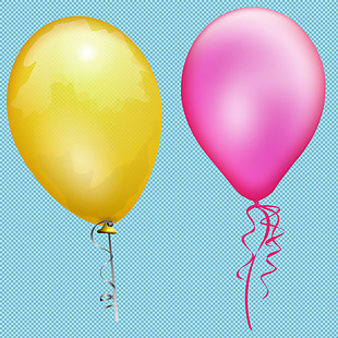 黄色紫色气球免抠png透明图层素材