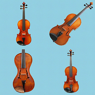 四把实木小提琴免抠png透明图层素材