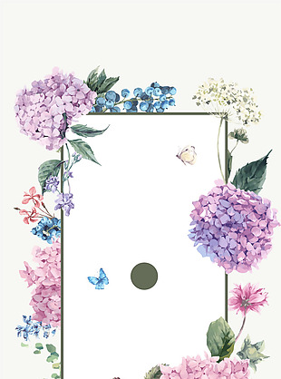 紫色花朵边框H5背景素材