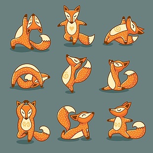 可爱狐狸黄色卡通动物造型矢量素材