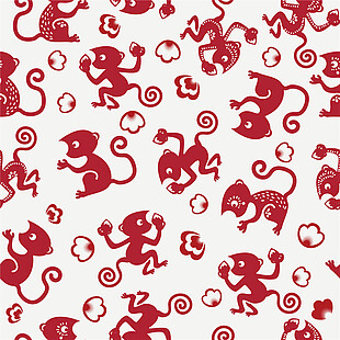 红色小猴子花纹背景图