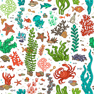 卡通海洋生物背景图
