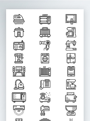 线性家庭生活电器图标矢量AI素材icon