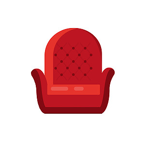 沙发素材PSD卡通红色沙发
