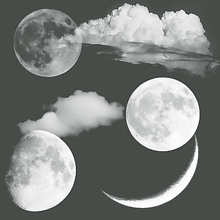 月亮中秋月亮半月云分层中秋节