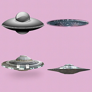 四种飞碟UFO免抠png透明图层素材