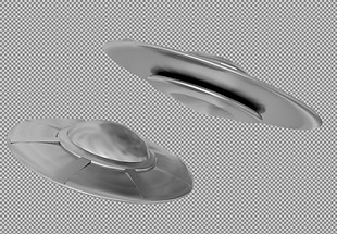 手绘两个UFO免抠png透明图层素材