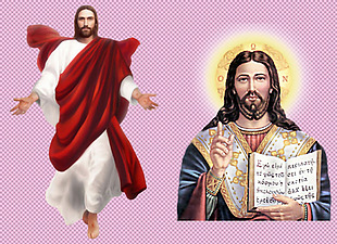 彩色手绘耶稣像免抠png透明图层素材