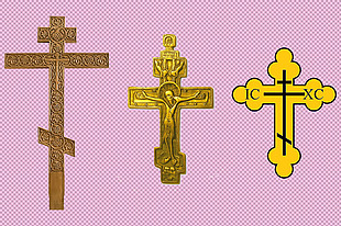 三种漂亮十字架免抠png透明图层素材