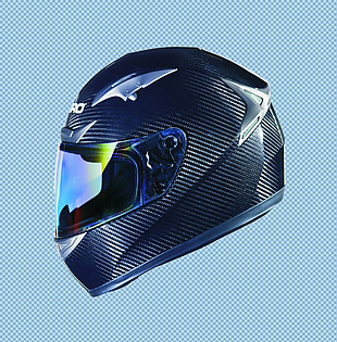 蓝灰色摩托车头盔免抠png透明图层素材