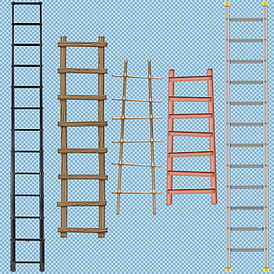 五种梯子免抠png透明图层素材