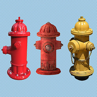 三种款式的消防栓免抠png透明图层素材