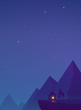 卡通夜空高山背景