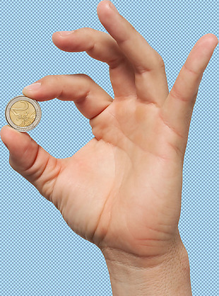手拿硬币免抠png透明图层素材