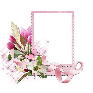 粉色花朵相框边框素材图片