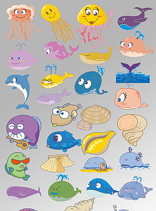 卡通鱼海洋生物