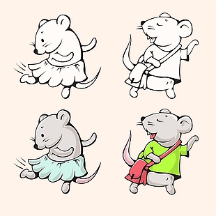 跳舞卡通老鼠矢量装饰素材