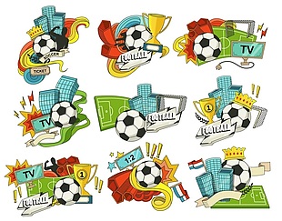 足球比赛装饰海报矢量素材