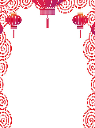 红色花纹边框灯笼H5背景素材