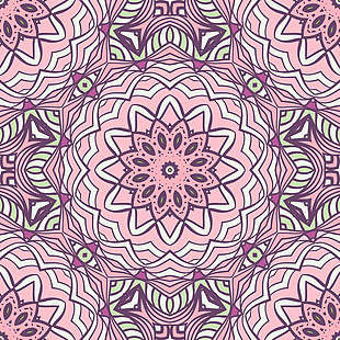 紫色四方连续万花筒花纹图案背景矢量