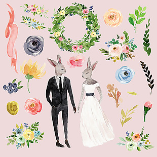 兔子婚礼插画