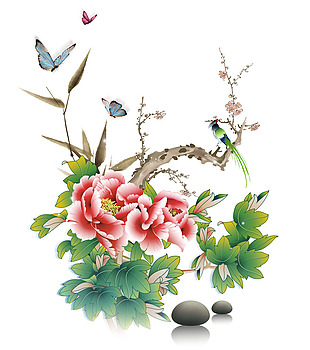 手绘中国风花朵元素
