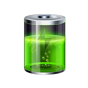 手绘电池绿色元素