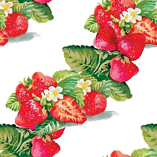水彩草莓水果矢量素材