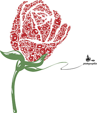 时尚创意玫瑰花插画