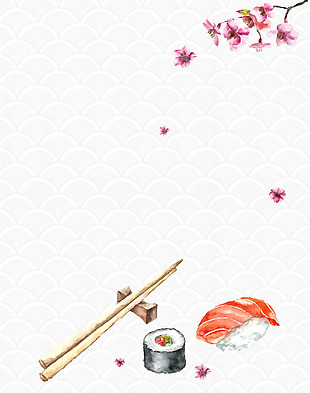 矢量日系手绘寿司美食背景