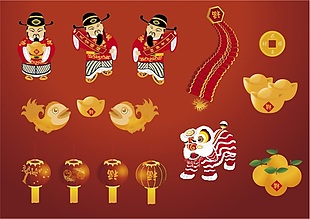 财神中国传统新年春节矢量素材