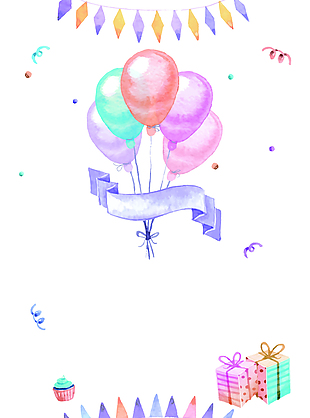 气球礼物甜品生日派对海报背景