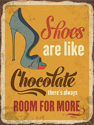高跟鞋促销宣传SHOES are LIKE CHOCOTATE 英文排版海报