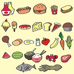 食物图案图标矢量素材
