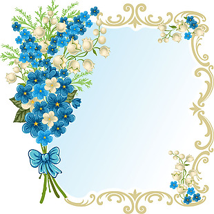 手绘线条花朵边框元素
