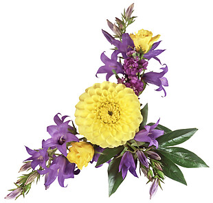 黄紫色花束修饰图案PNG