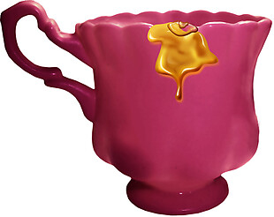 紫红色花式咖啡杯PNG元素