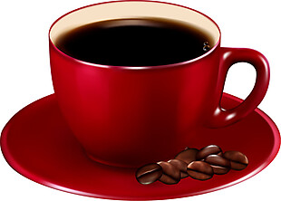 红色时尚咖啡杯素材