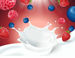 美味的水果牛奶插画