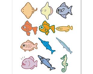 卡通可爱小鱼元素