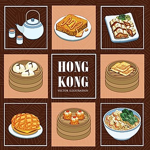 旅游香港美食烧鹅点心早茶海报背景