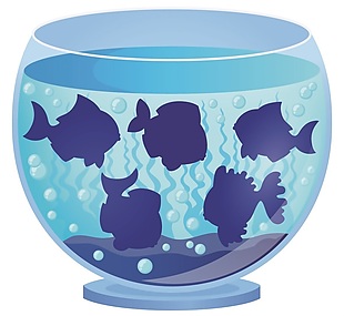 卡通可爱金鱼鱼缸矢量素材