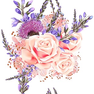 紫色卡通矢量花朵背景素材