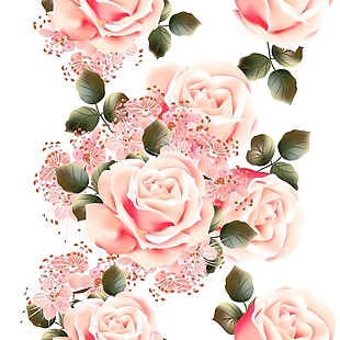 蔷薇卡通矢量花朵背景素材