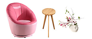 创意粉色沙发茶桌子素材图片