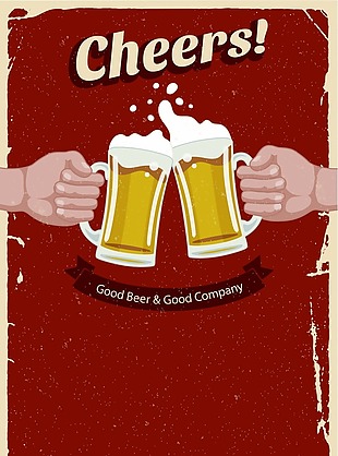 啤酒干杯庆祝海报背景素材
