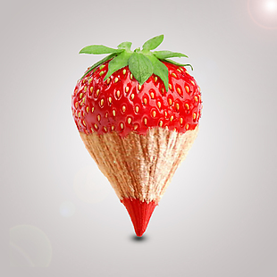 创意合成草莓铅笔
